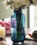 Blue Bottle Neck Glass Vase