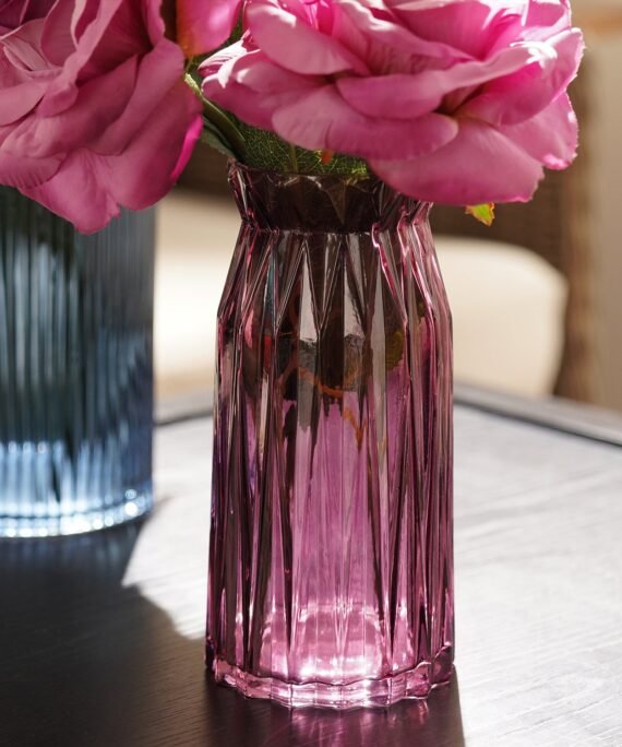Burgundy Diamond Textured Glass Vase - Small