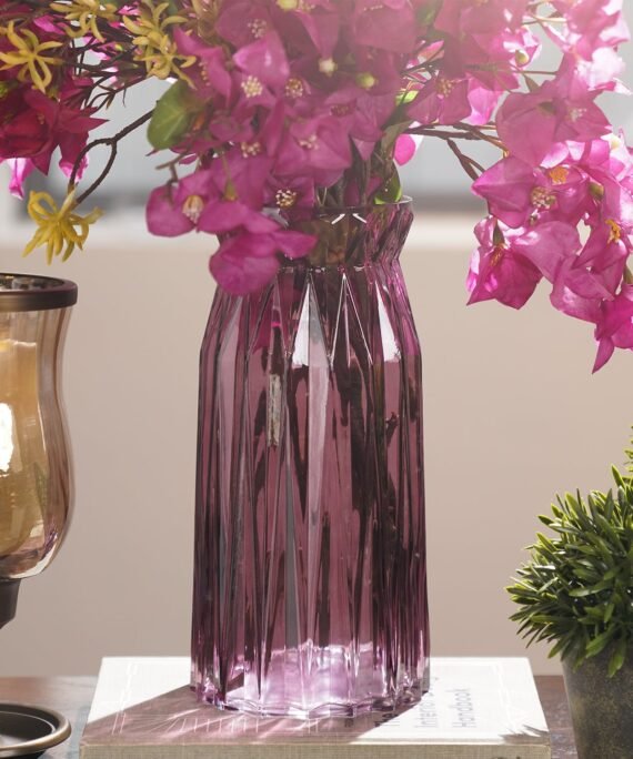 Burgundy Diamond Textured Glass Vase - Medium