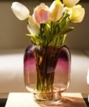 Red and Brown Ombre Glass Vase - Medium