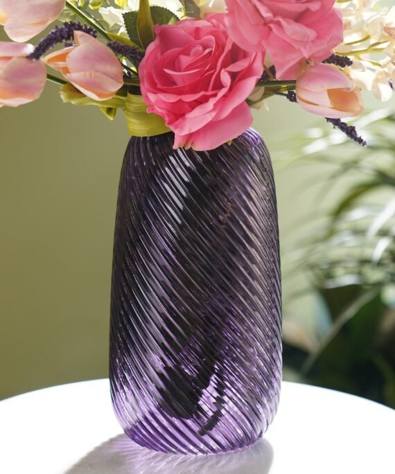Purple Swirl Textured Glass Vase - Medium