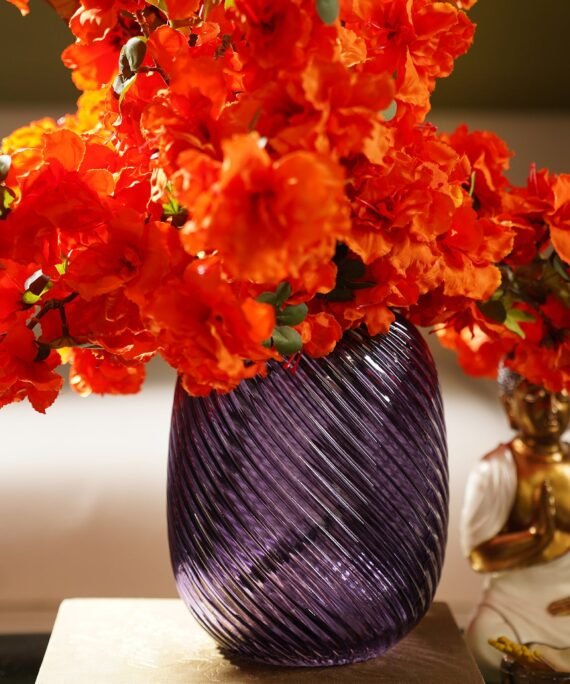 Purple Swirl Textured Glass Vase - Small