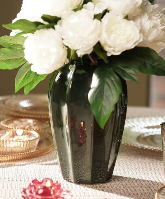 Dark Green Glazed Ceramic Vase - Small