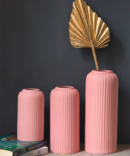 Pink Ribbed Vase - Set of 3