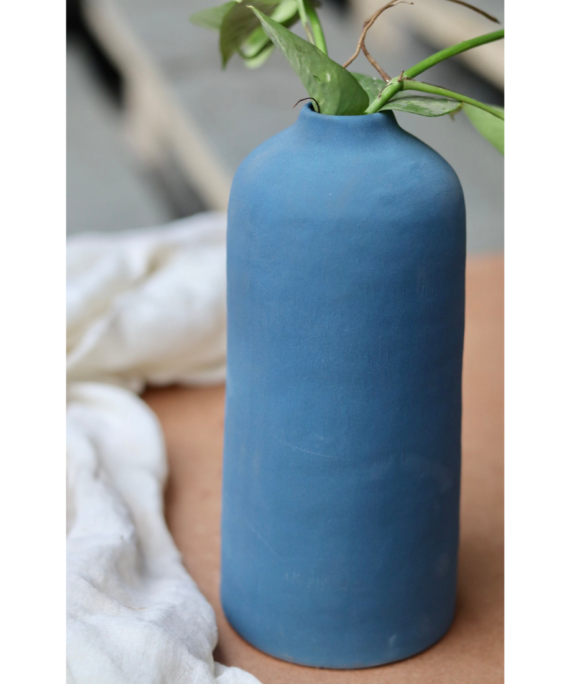 Matte Blue Vase - Tall