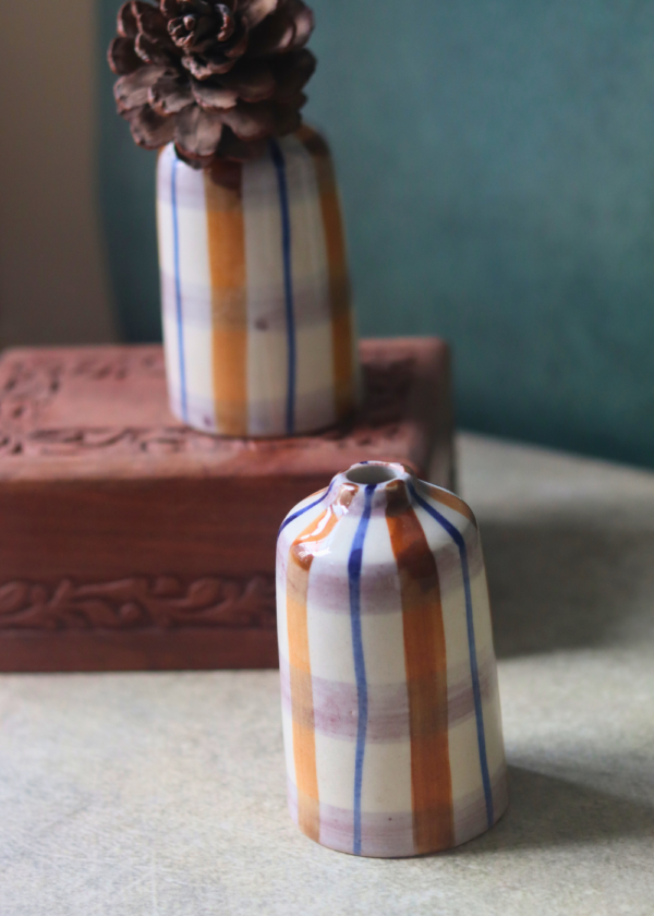 Chequered Bud Vase - Tall