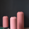 Pink Ribbed Vase - Set of 3