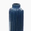 Dark Blue Ribbed Tall Linear Ceramic Vase