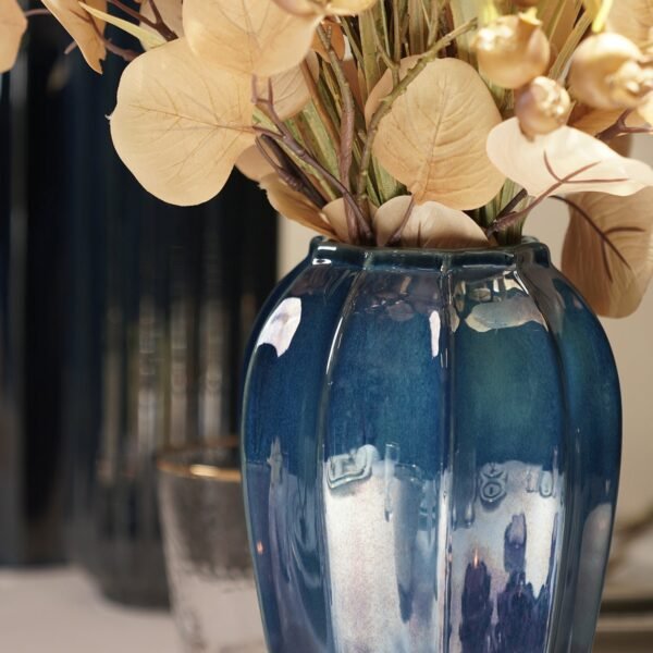 8907895081850_2.jpg Dark Blue Glazed Ceramic Vase - Small