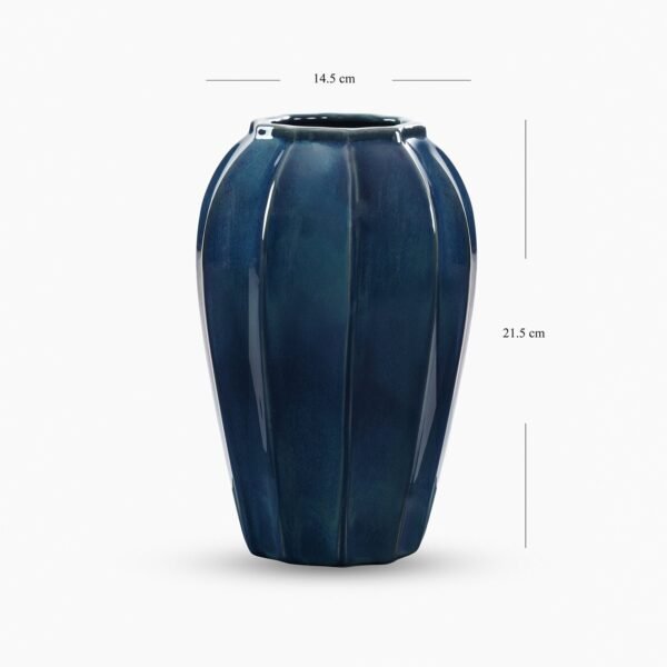 8907895081850_6.jpg Dark Blue Glazed Ceramic Vase - Small