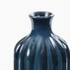 Dark Blue Ribbed Tall Ceramic Vase - Small