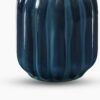 Dark Blue Ribbed Tall Ceramic Vase - Small