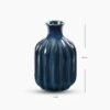 Dark Blue Ribbed Tall Ceramic Vase - Small