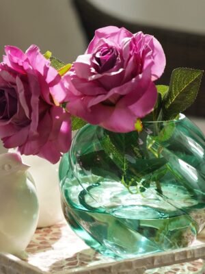 Green Swirl Texture Glass Vase