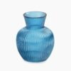 Blue Ribbed Glass Vase - Small 