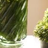 Green Swirl Textured Straight Glass Vase - Small