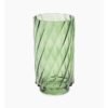 Green Swirl Textured Straight Glass Vase - Small
