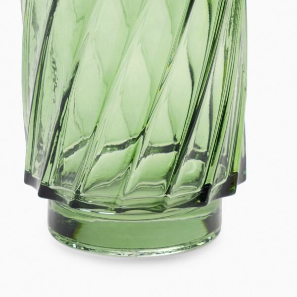 Green Swirl Textured Straight Glass Vase - Small