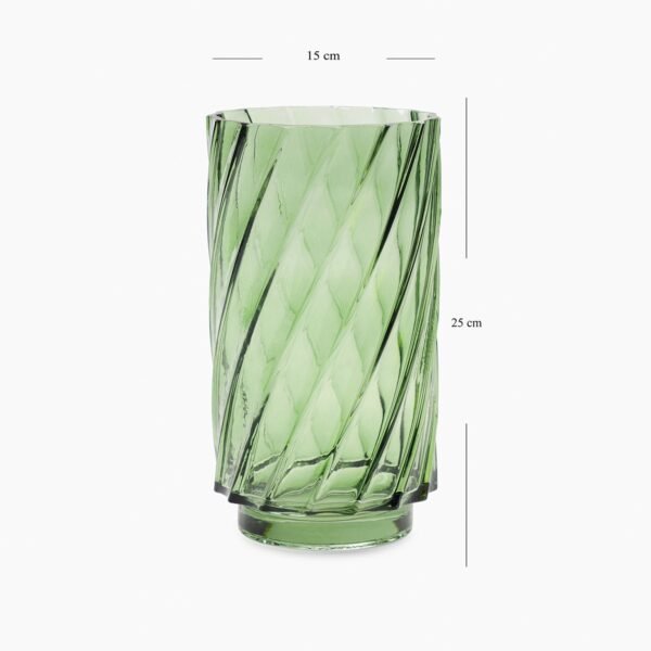 Green Swirl Textured Straight Glass Vase - Small