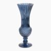Blue Ribbed Diamond Textured Glass Vase