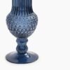Blue Ribbed Diamond Textured Glass Vase