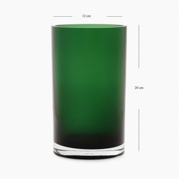 Green Cylindrical Straight Glass Vase - Small