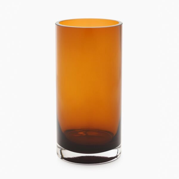 Dark Brown Cylindrical Glass Vase - Medium