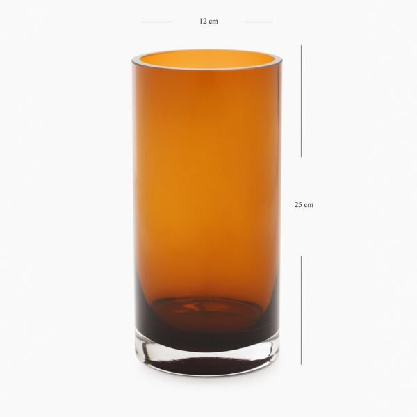 Dark Brown Cylindrical Glass Vase - Medium