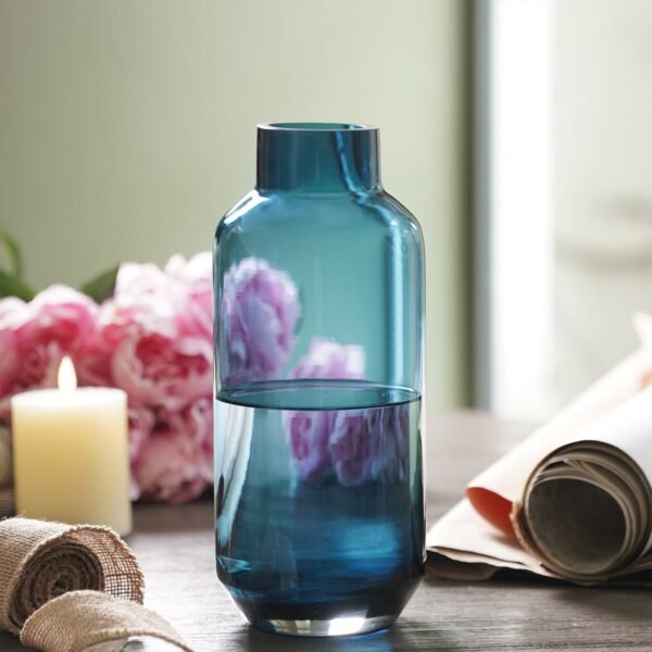 Blue Bottle Neck Glass Vase