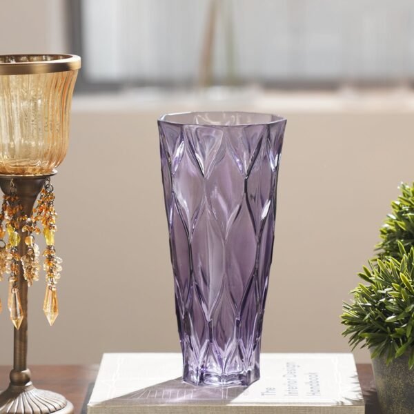 Purple Trellis Textured Glass Vase - Small