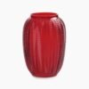 Red Herringbone Textured Glass Vase - Small