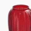 Red Herringbone Textured Glass Vase - Small