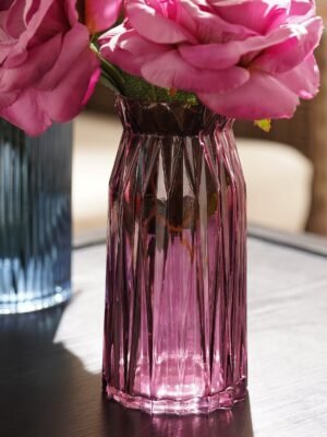 Burgundy Diamond Textured Glass Vase - Small