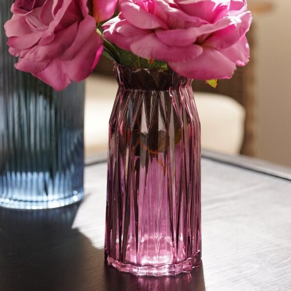 Burgundy Diamond Textured Glass Vase - Small