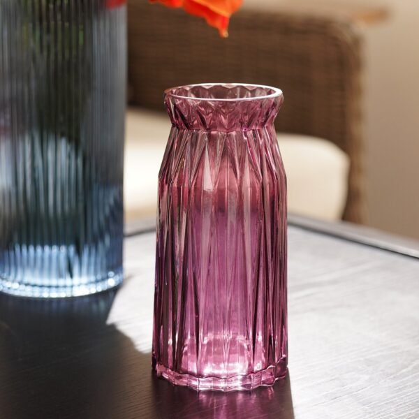 Burgundy Diamond Textured Glass Vase - Small