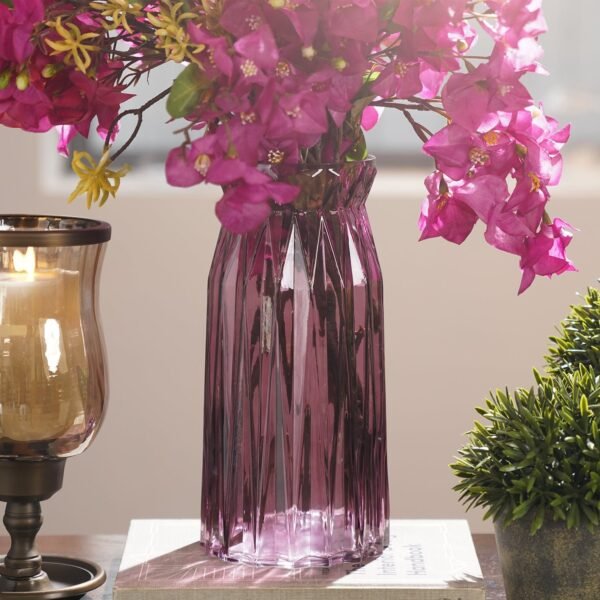 Burgundy Diamond Textured Glass Vase - Medium