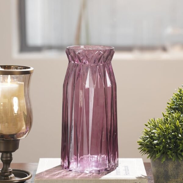 Burgundy Diamond Textured Glass Vase - Medium