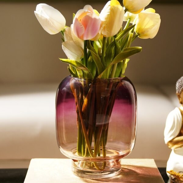 Red and Brown Ombre Glass Vase - Medium