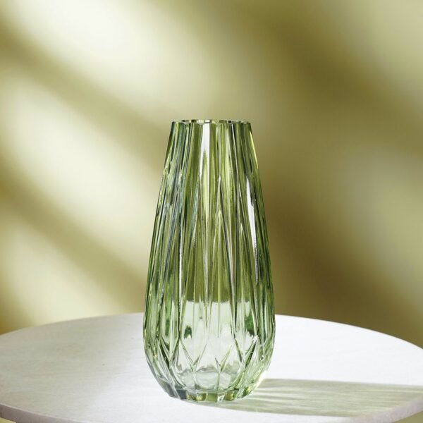 Green Diamond Cut Glass Vase - Small