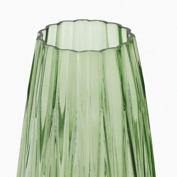 Green Diamond Cut Glass Vase - Small