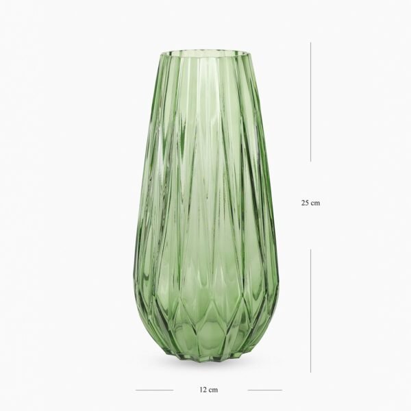 Green Diamond Cut Glass Vase - Small