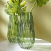 Green Diamond Cut Glass Vase - Medium
