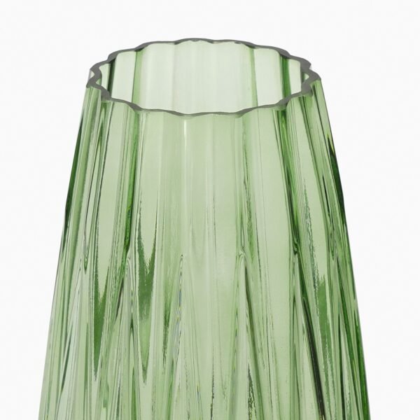 Green Diamond Cut Glass Vase - Medium