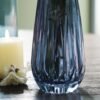 Blue Diamond Textured Glass Vase - Small