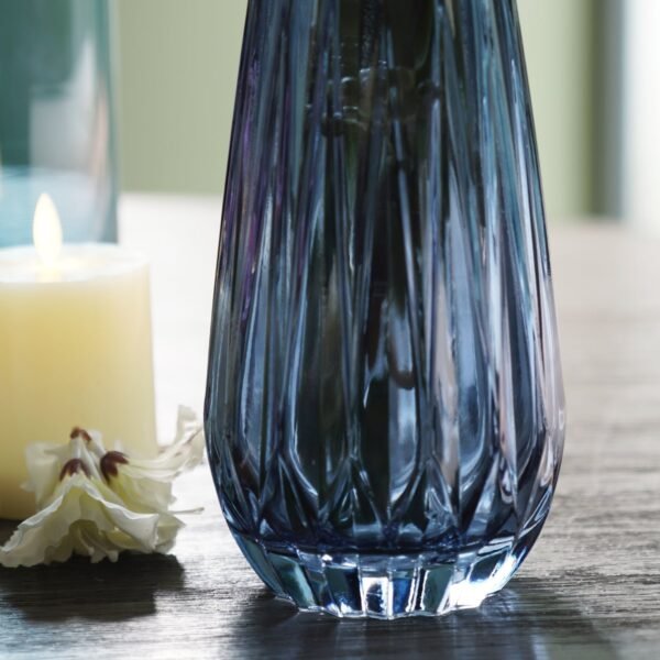 Blue Diamond Textured Glass Vase - Small