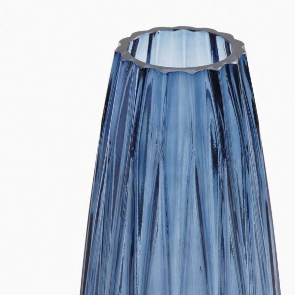 Blue Diamond Textured Glass Vase - Small