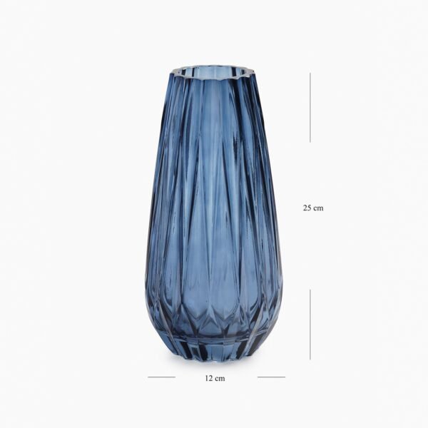 Blue Diamond Textured Glass Vase - Small