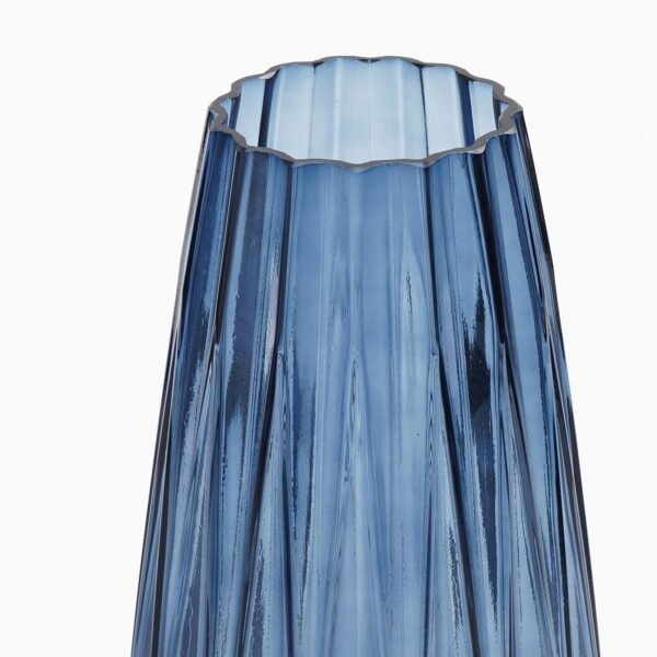 Blue Diamond Textured Glass Vase - Medium