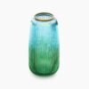 Blue Ribbed Texture Glass Vase - Small