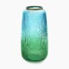 8907895133863_3-1.jpg Blue Green Ribbed Texture Ombre Glass Vase - Medium